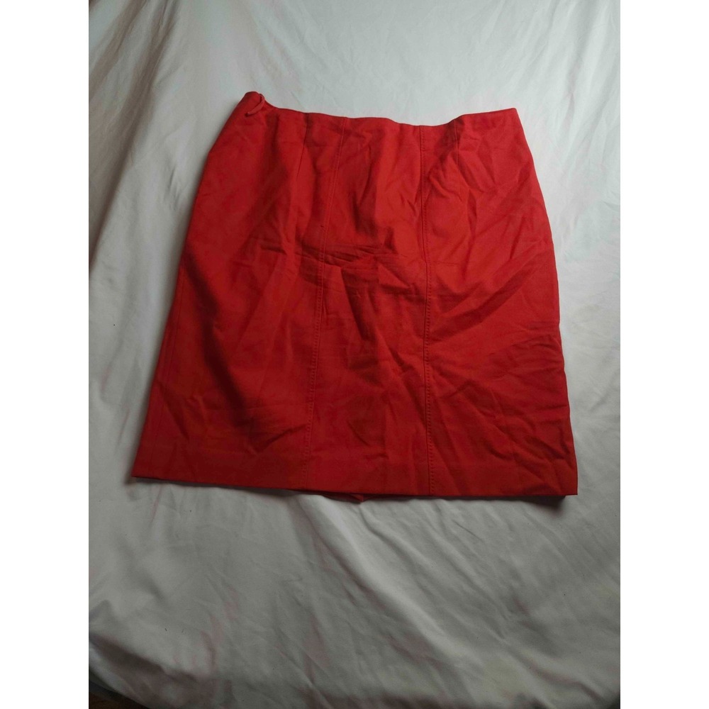 Hugo Boss Vilisa Pencil Skirt Womens Size 14 Red Woven Wool Blend Career Midi‎
